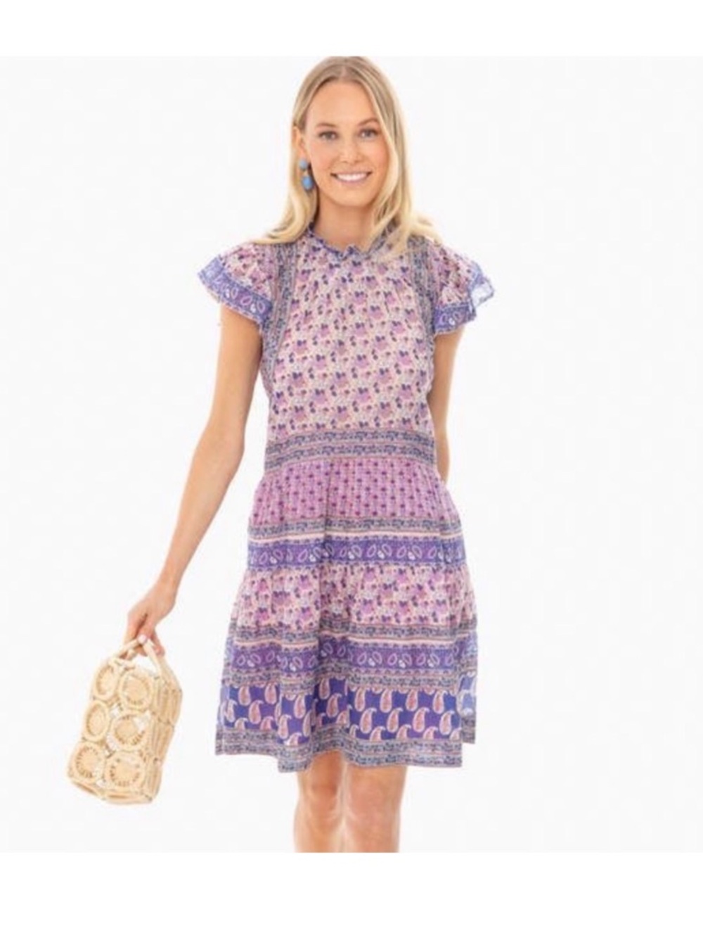 SEA Bianca Dress in mixed floral and paisley print